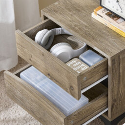Sobuy Fbt165-N, Bedside Table 2-Drawer Nightstand With Curved Front & Metal Legs,wood Veneer,w39.8Xd39.8Xh47 - thumbnail 7