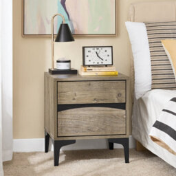 Sobuy Fbt165-N, Bedside Table 2-Drawer Nightstand With Curved Front & Metal Legs,wood Veneer,w39.8Xd39.8Xh47 - thumbnail 6
