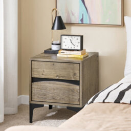 Sobuy Fbt165-N, Bedside Table 2-Drawer Nightstand With Curved Front & Metal Legs,wood Veneer,w39.8Xd39.8Xh47 - thumbnail 5
