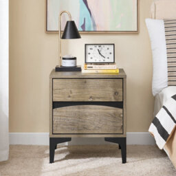 Sobuy Fbt165-N, Bedside Table 2-Drawer Nightstand With Curved Front & Metal Legs,wood Veneer,w39.8Xd39.8Xh47 - thumbnail 4