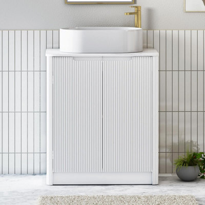 Royal Bathrooms Avenza 700mm Matt White Floor Standing Bathroom Vanity Unit 2 Door With Peak Basin - image 1