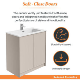 Plum&clay Jenner Light Pink Freestanding Vanity Unit & Basin Set (W)800mm (H)855mm - thumbnail 3