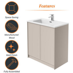 Plum&clay Jenner Light Pink Freestanding Vanity Unit & Basin Set (W)800mm (H)855mm - thumbnail 5