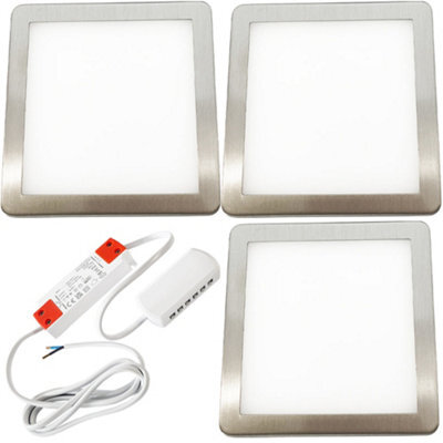 3 Pack Brushed Nickel Ultra-Slim Under Cabinet Kitchen Led Lights With Driver Kit - Natural White Glow - image 1