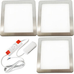 3 Pack Brushed Nickel Ultra-Slim Under Cabinet Kitchen Led Lights With Driver Kit - Natural White Glow - thumbnail 1