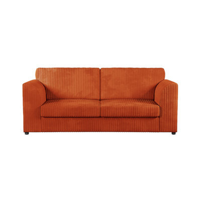 Furnishings For Less UK Luxor Jumbo Cord Fabric 3 Seater Sofa - Fullback Orange