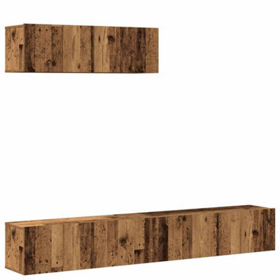 Berkfield Classic 3 Piece Tv Cabinet Set Wall-Mounted Old Wood Engineered Wood - image 1