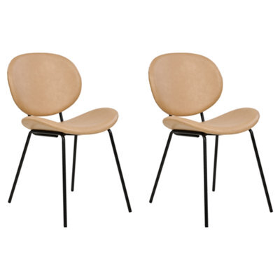 Beliani Set Of 2 Dining Chairs Luana Faux Leather Sand Beige - image 1