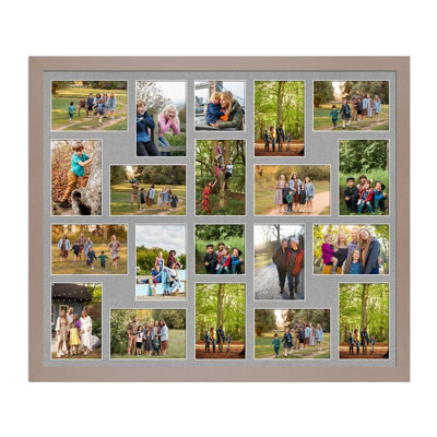AK Frames 80X70Cm Rose Gold Modern Multi Photo Frame With Silver Mount - Holds 20 Apertures (18X) 6X4, (2X) 4X4 Photos - image 1