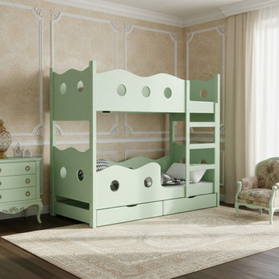 Nemo 180 Bunk Bed For 2 With Mattresses Slats And Storage Durable Functional Kids And Teen Furniture For Any Bedroom Mint - image 1