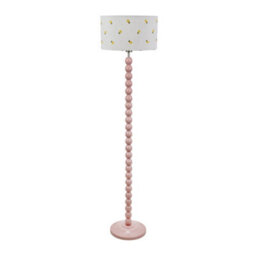 Valuelights Bobbins Painted Rose Floor Lamp With Lemon Embroidered Drum Shade And Led Bulb - thumbnail 2