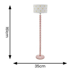 Valuelights Bobbins Painted Rose Floor Lamp With Lemon Embroidered Drum Shade And Led Bulb - thumbnail 4