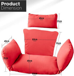 istyle mode Red Replacement Cushion For Swing Egg Chair, 5 Pieces Water-Resistant Hanging Basket Swing Chair Cushion - thumbnail 2