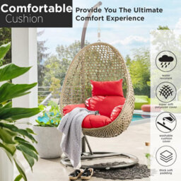 istyle mode Red Replacement Cushion For Swing Egg Chair, 5 Pieces Water-Resistant Hanging Basket Swing Chair Cushion - thumbnail 6