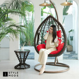 istyle mode Red Replacement Cushion For Swing Egg Chair, 5 Pieces Water-Resistant Hanging Basket Swing Chair Cushion - thumbnail 7