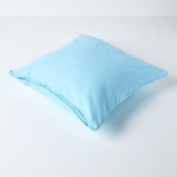 Homescapes Cotton Plain Blue Cushion Cover, 45 X 45 Cm - thumbnail 3