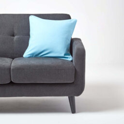 Homescapes Cotton Plain Blue Cushion Cover, 45 X 45 Cm - thumbnail 4