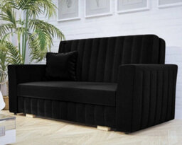 Black Viva Glam Iii 3 Seater Sofa Bed With Storage Compartment And Wooden Legs - thumbnail 3