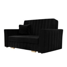 Black Viva Glam Iii 3 Seater Sofa Bed With Storage Compartment And Wooden Legs - thumbnail 2
