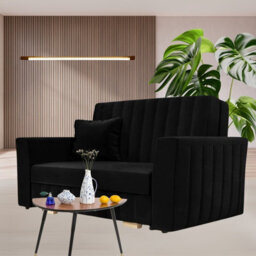 Black Viva Glam Iii 3 Seater Sofa Bed With Storage Compartment And Wooden Legs