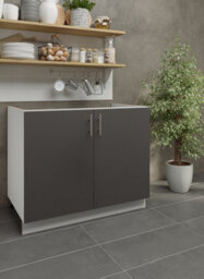 Jd Greta Adjustable Legs Kitchen Sink Unit 1000mm Cabinet With Doors - Dark Grey Matt With Worktop - thumbnail 2
