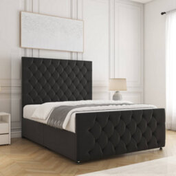 Bsspoke Maya Divan Bed Black Plush Velvet 54Inch Headboard & 20Inch Footboard No Mattress No Drawers In 3Ft 4Ft 4Ft6 5Ft 6Ft - thumbnail 3