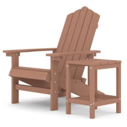 Berkfield Garden Adirondack Chair With Table Hdpe Brown - thumbnail 2