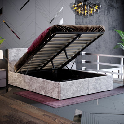 Lassic Vida Designs Veronica Silver Velvet Ukfr 4Ft6 Double Ottoman Bed Frame, 190 X 135Cm - image 1