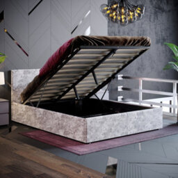 Lassic Vida Designs Veronica Silver Velvet Ukfr 4Ft6 Double Ottoman Bed Frame, 190 X 135Cm - thumbnail 1