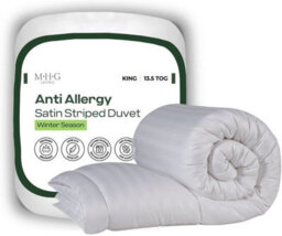 MHG Living Anti-Allergy 13.5 Tog Winter Duvet - Breathable Striped Microfibre Quilt - King - thumbnail 1