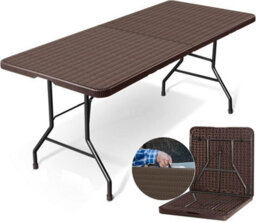 Hygrad Built to Survive Foldable Rattan Effect Outdoor Table Portable Picnic Furniture With Metal Frame, Weatherproof & Lightweight - thumbnail 2
