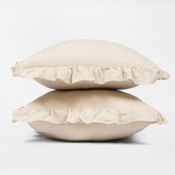 Ohs 2 X Linen Frill Cushion Cover Filled Sofa, 45 X 45Cm, Beige - thumbnail 4