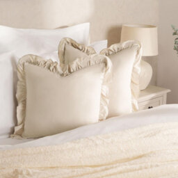 Ohs 2 X Linen Frill Cushion Cover Filled Sofa, 45 X 45Cm, Beige - thumbnail 2