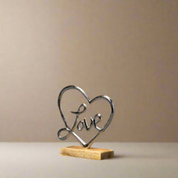Satchville Silver Heart With Love On Wooden Base - thumbnail 2