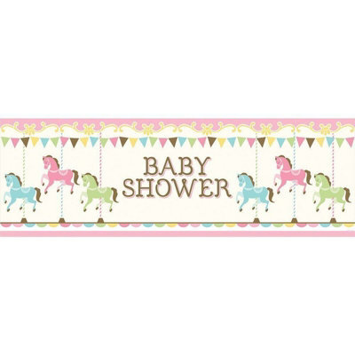 Creative Party Plastic Carousel Baby Shower Banner Cream/pink/green (One Size)