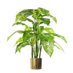 Leaf Metal Planter Plant Pot With Polished Gold Finish 20 X 18Cm Botanik - thumbnail 4