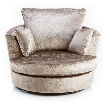 Furnishings For Less UK Crystal Crushed Velvet Fabric Fabric Swivel Chair 360 Rotation Mink - image 1