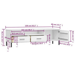 Berkfield Tv Cabinet With Metal Legs White Solid Wood Pine Oslo - thumbnail 8