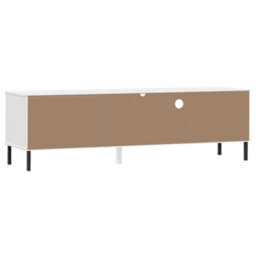 Berkfield Tv Cabinet With Metal Legs White Solid Wood Pine Oslo - thumbnail 7