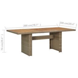 Berkfield Garden Dining Table Brown 200X100X74 Cm Poly Rattan - thumbnail 6