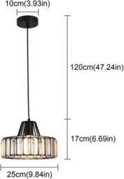 Nordic Crystal Pendant Lamp Black Glass Pendant Light Luxury E26 - thumbnail 3
