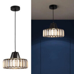 Nordic Crystal Pendant Lamp Black Glass Pendant Light Luxury E26 - thumbnail 1