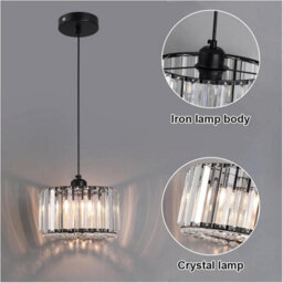 Nordic Crystal Pendant Lamp Black Glass Pendant Light Luxury E26 - thumbnail 4