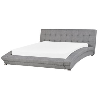 Beliani Bed Fabric Lille 160 X 200 Cm (Eu King Size) Grey - image 1