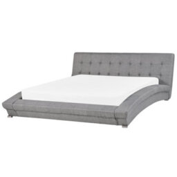 Beliani Bed Fabric Lille 160 X 200 Cm (Eu King Size) Grey - thumbnail 1