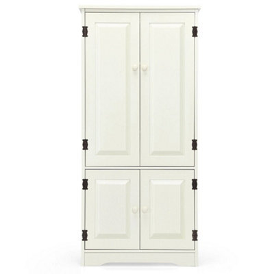 Freestanding Wooden Storage Organizer Chest Floor Cabinet With Shelf White - image 1