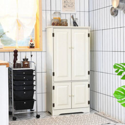 Freestanding Wooden Storage Organizer Chest Floor Cabinet With Shelf White - thumbnail 5