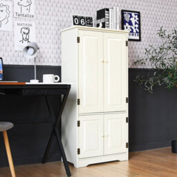 Freestanding Wooden Storage Organizer Chest Floor Cabinet With Shelf White - thumbnail 6