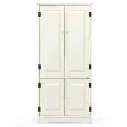 Freestanding Wooden Storage Organizer Chest Floor Cabinet With Shelf White - thumbnail 1