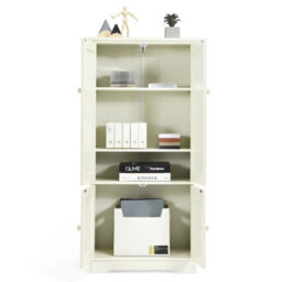 Freestanding Wooden Storage Organizer Chest Floor Cabinet With Shelf White - thumbnail 3